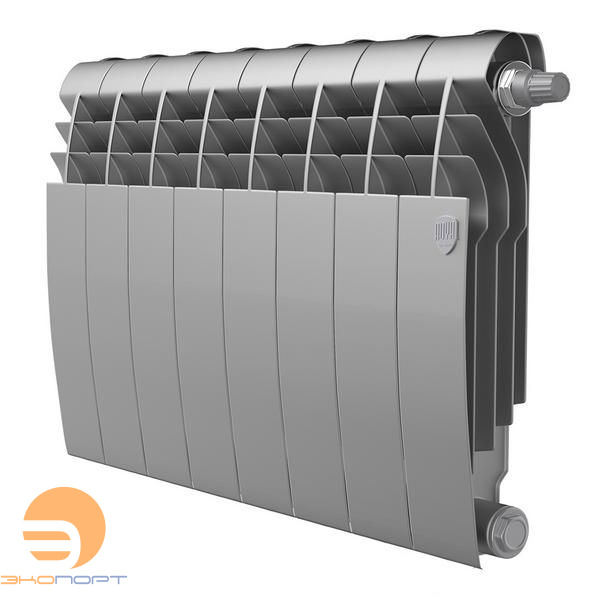 Радиатор биметаллический Silver Satin 350/87 VR80  8 секций (серый, нижнее подключение) Royal Thermo