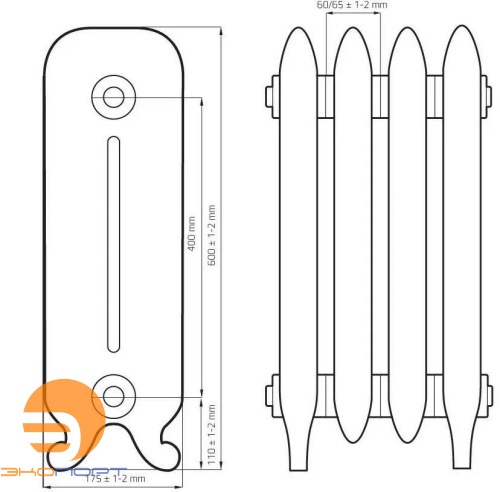 Радиатор чугунный Радимакс YORK 400 (цена за секцию)  