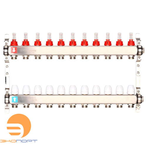 Коллектор из нержавеющей стали с расходомерами (12 вых), Gappo