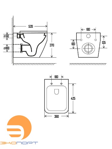 Унитаз подвесной с сиденьем, скрытый монтаж, AQM Aquame (Распродажа!)