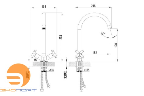 Смеситель для кухни с поворотным изливом, Practica, хром, LEMARK
