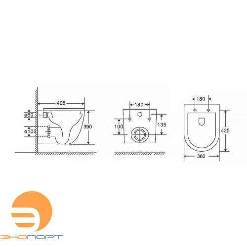 Унитаз подвесной безободковый TREVI "Торнадо" сидение микролифт AZARIO