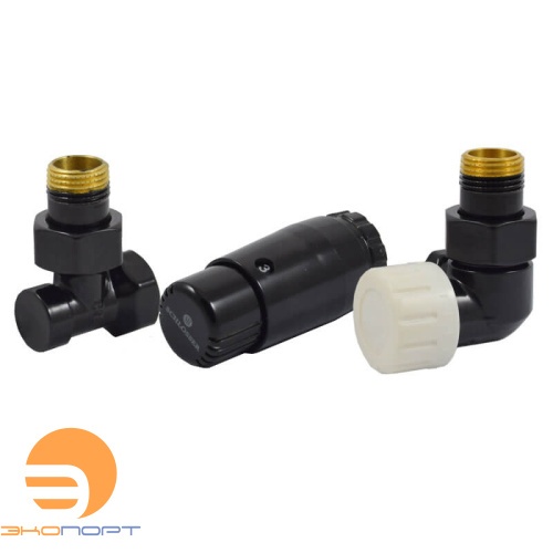 Комплект трехосевой правый Черный DN15 GZ1/2xGW1/2 с головкой Мини M30x1,5