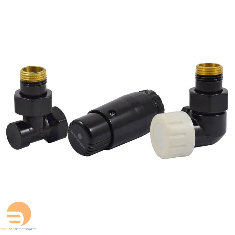 Комплект трехосевой правый Черный DN15 GZ1/2xGW1/2 с головкой Мини M30x1,5