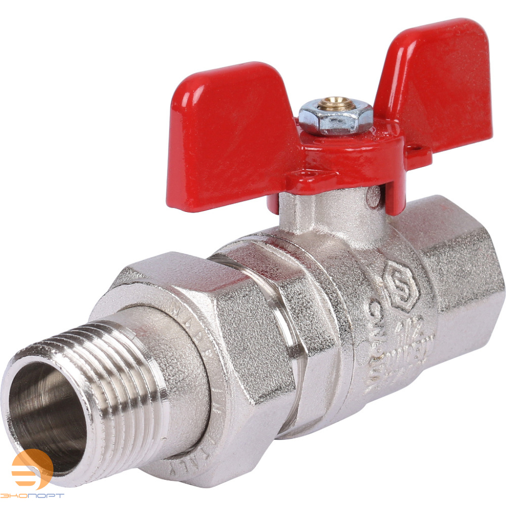 Кран шаровой полнопроходной со сгоном (EPDM) ВН  1/2" (бабочка) STOUT (гост)