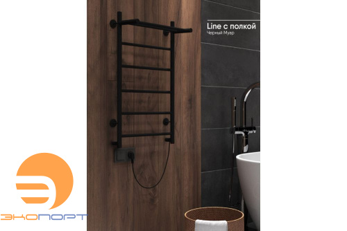 Полотенцесушитель электрический Line с полкой 80/50, скрытый провод, универ. подкл.,  INDIGO