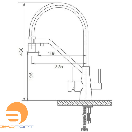 Смеситель кухонный со съемным изливом на магните и подключением фильтра R80 (Хром/черный) RAGLO