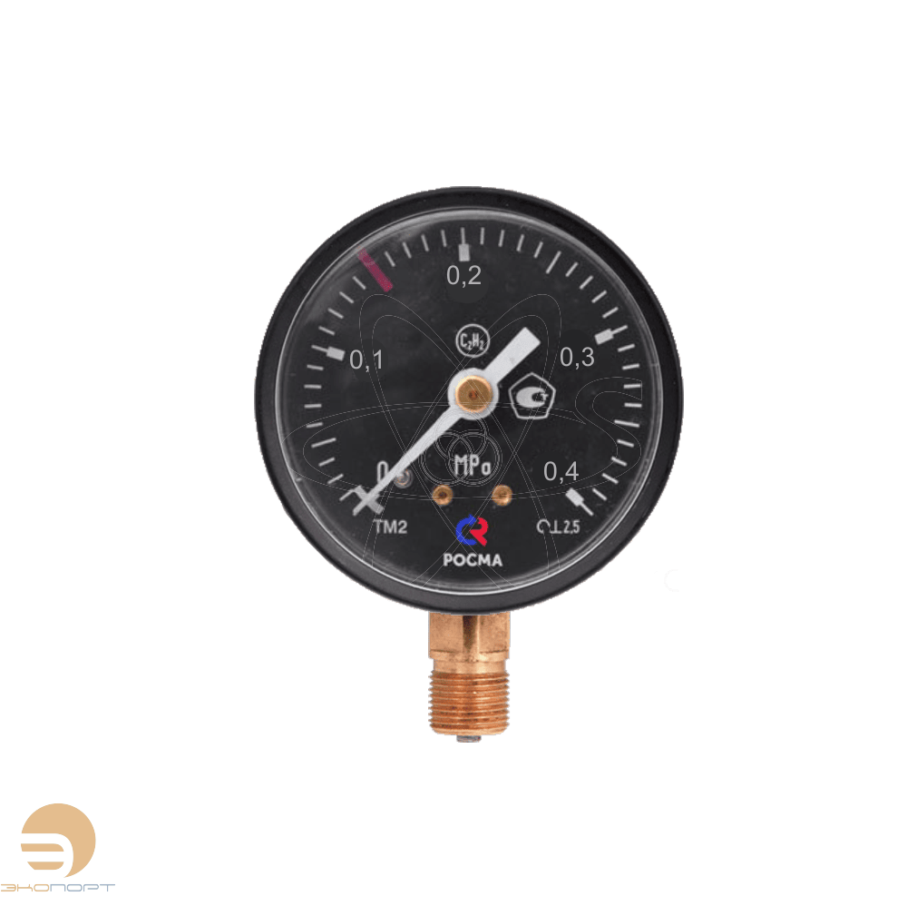 Манометр ТМ-210Р.00 (0..0,4 МПа), М12*1,5, 50мм, кл.т. 2,5,80С, C2H2 (ацетилен), радиальный