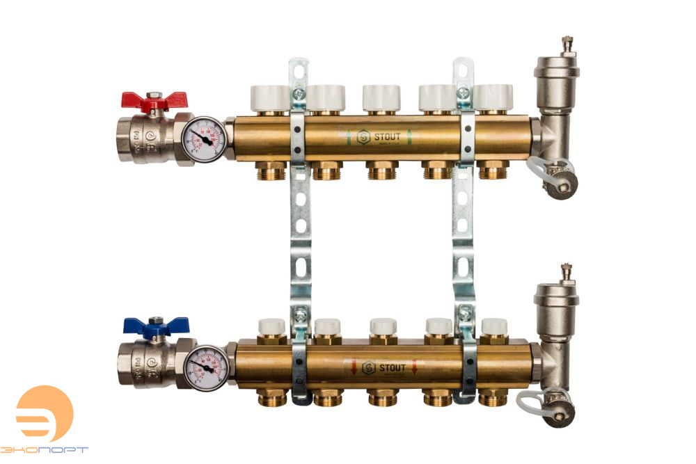 Коллектор в комплекте 5 вых без расходомеров Stout