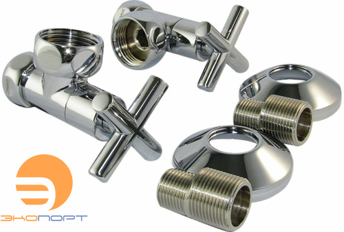 Кран угловой крестовой 1"х3/4" г/г с эксц и отражателями SMART/Компл ПАРА (2шт.)