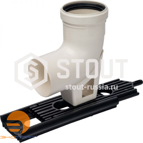 Угол конденсац. 87° DN80 м/п PP-FE STOUT с кронштейном (пластик)