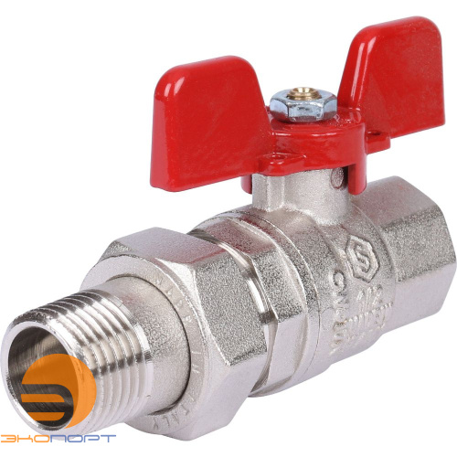 Кран шаровой полнопроходной со сгоном (EPDM) ВН  1/2" (бабочка) STOUT (гост)