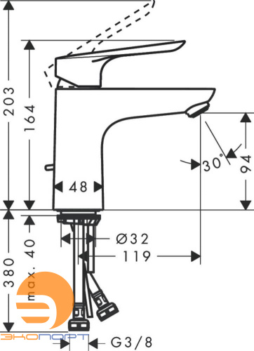 Смеситель для раковины Logis E, с донным клапаном  HANSGROHE