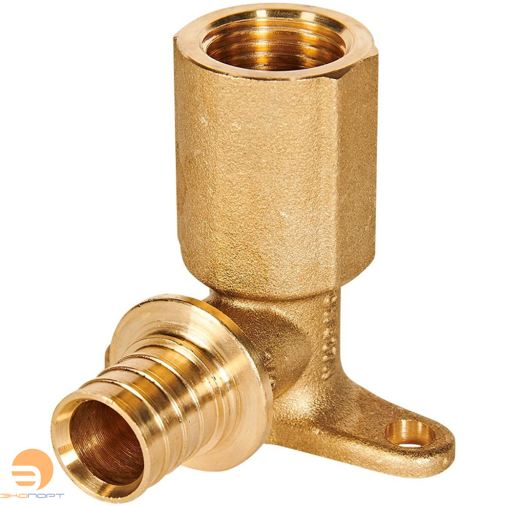 Угольник настенный с креплением 20-1/2 ВР латунь (длинный) Rommer