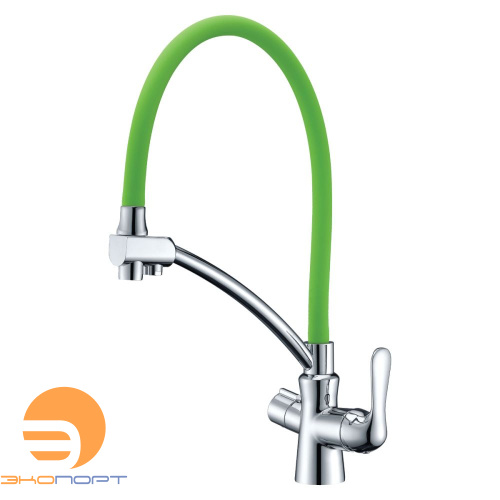 Смеситель для кухни, с подключ. к фильтру, хром/зеленый, Comfort, LEMARK