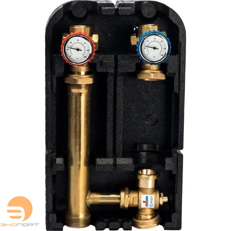 Насосно-смесительный узел 1" с термостатическим смесительным клапаном без насоса STOUT