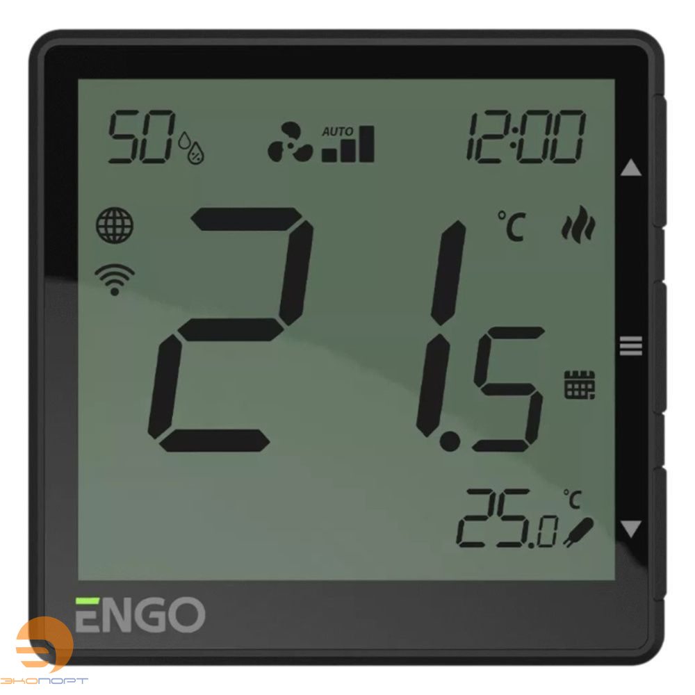 Терморегулятор WiFi с регулировкой скорости вентилятора для конвекторов проводной 220В, черный ENGO