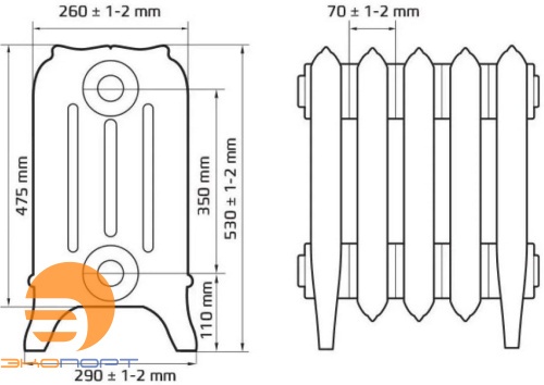 Радиатор чугунный Радимакс IRIS (цена за секцию)