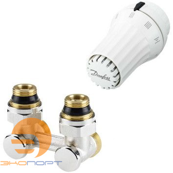 Комплект радиаторного терморегулятора RAE, RLV-KS угловой, с переходниками, G3/4A x G1/2A 