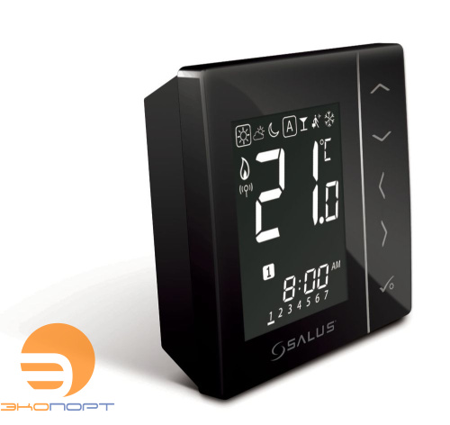 Терморегулятор беспроводной электронный 4 в 1, с пит. от батареек, накладной, черный VS20BRF SALUS