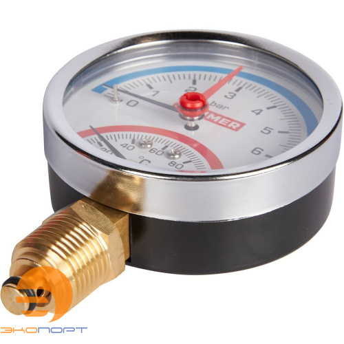 Термоманометр радиальный, Dn 80 мм 1/2 , 0...120°C, 0-6 бар, ROMMER Термоманометр радиальный, Dn 80 мм 1/2 , 0...120°C, 0-6 бар, ROMMER