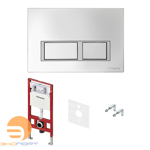Комплект TECEspring, панель смыва с квадратными кнопками Хром глянцевый
