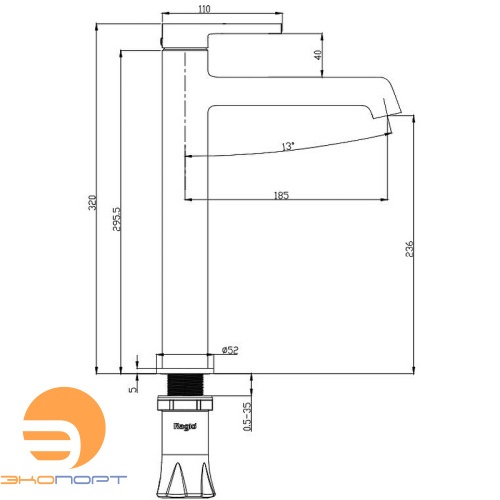Смеситель для раковины R20 высокий Графит RAGLO