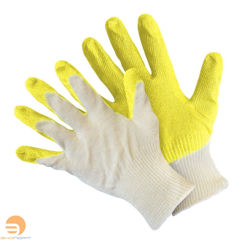 Перчатки вязаные с латексным покрытием, желтые