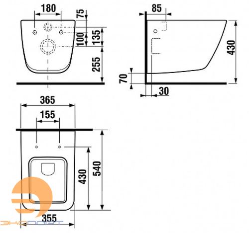 Комплект унитаза подвесного с крышкой PURE, JIKA ((8204230000001 / 8.2042.3.000.000.1)+(8.9342.2.300.063.1))