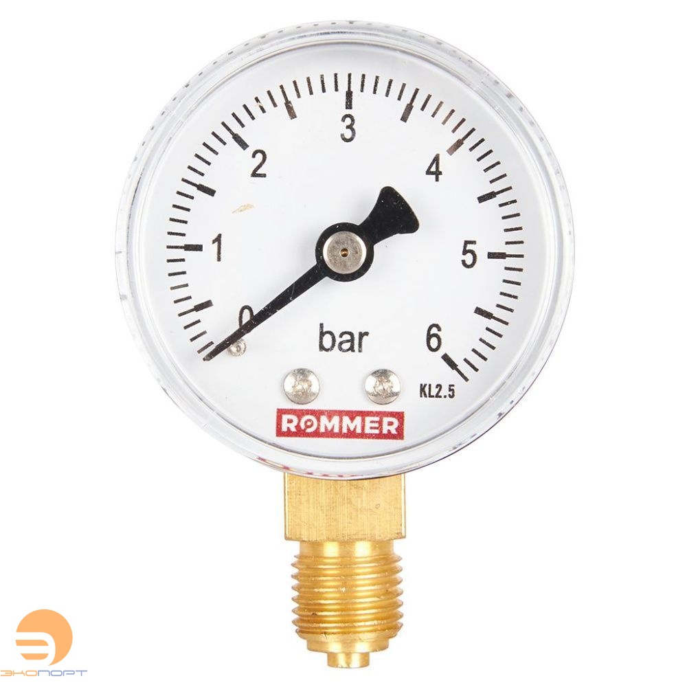 Манометр радиальный. Корпус Dn 50 мм 1/4 , 0...6 бар, кл.2.5. ROMMER 