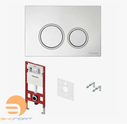 Комплект TECEspring, панель смыва с круглыми кнопками Хром глянцевый