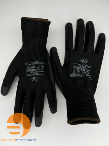 Перчатки нейлоновые черные с полиуретановым покрытием р.9 L GM1001PU-black- 9 Terra 