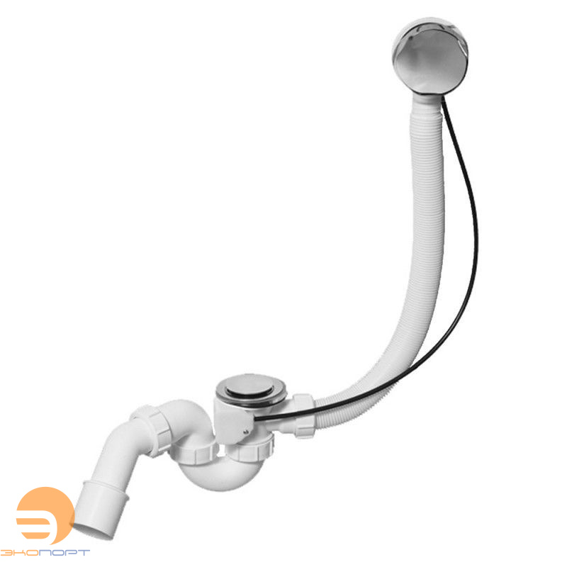 Сифон д/ванн хром (1 1/2"х40мм) с переливом L575хD34мм, н/ж реш. 70мм, мет. поворот. головкой, пробка, вых 40/50мм McAlpine