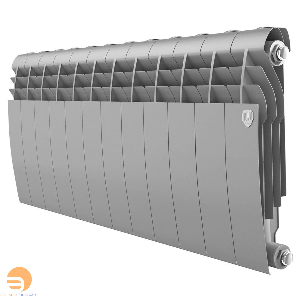 Радиатор биметаллический BiLiner Silver Satin 350/87 12 секций (серый) Royal Thermo