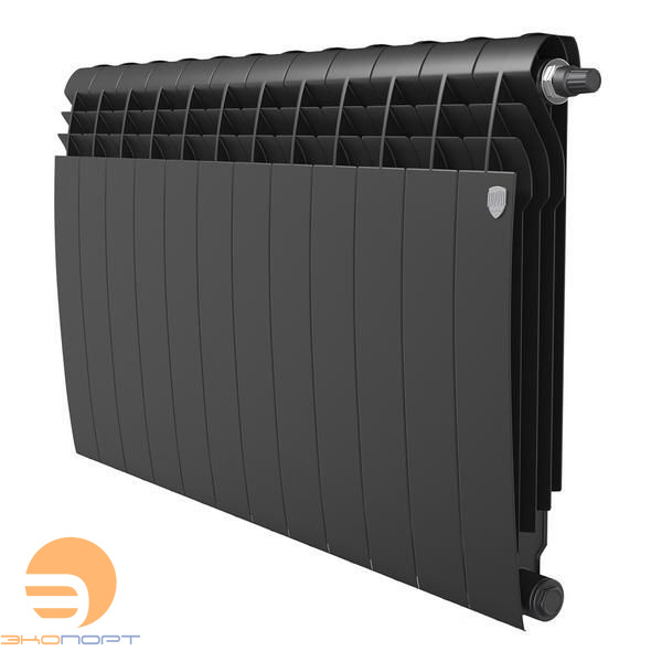 Радиатор биметаллический Noir Sable 500/87 VR80  12 секций (черный, нижнее подключение) Royal Thermo