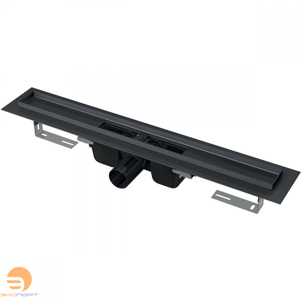 Водоотводящий желоб с порогами для перфорированной решетки черный-мат. 550 мм ALCA PLAST