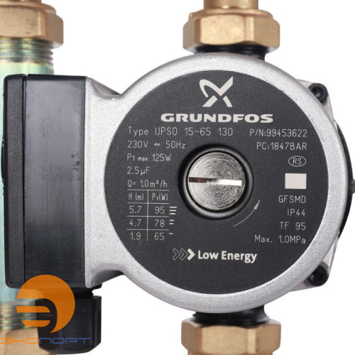 Насосно-смесительный узел с термостатическим клапаном 3/4" Grundfos UPSO 15-65 130 STOUT