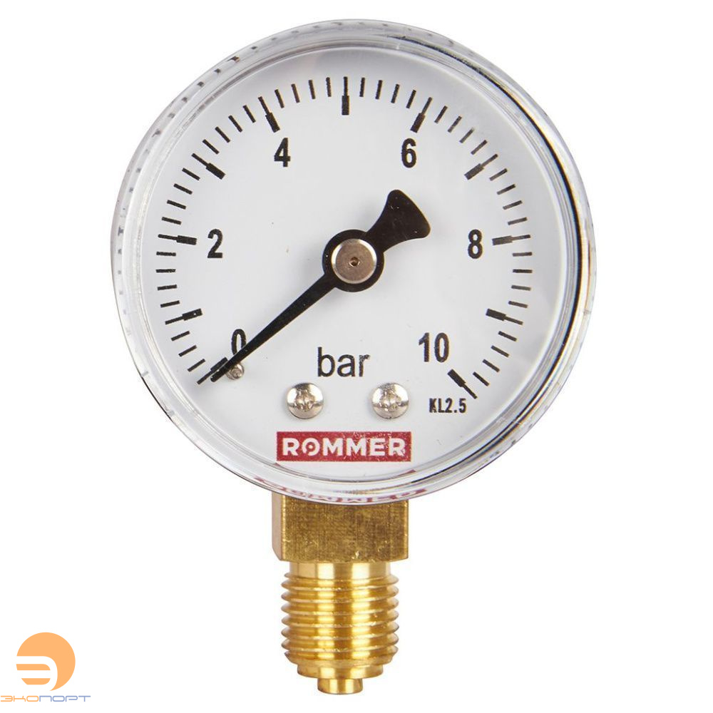 Манометр радиальный. Корпус Dn 50 мм 1/4 , 0...10 бар, кл.2.5. ROMMER  