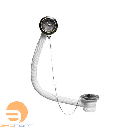 Слив-перелив д/ванн/поддонов L460хD25мм, н/ж решетка, пробка, цепочка, вых. 1 1/2" McAlpine