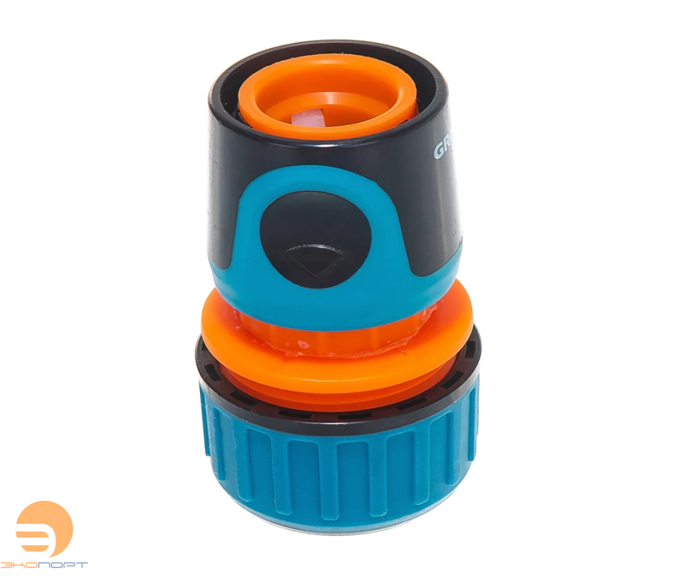 Соединитель быстросъемный GRINDA TC-34A, 3/4", с автостопом, пластиковый с TPR, для шланга, PROLine