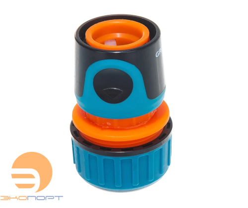 Соединитель быстросъемный GRINDA TC-34A, 3/4", с автостопом, пластиковый с TPR, для шланга, PROLine