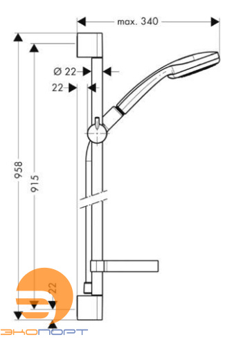 Гарнитур для душа Croma 100 Multi, 90см, HANSGROHE