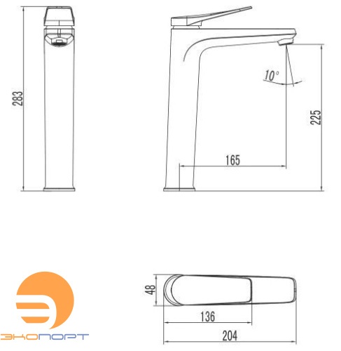 Смеситель для умывальника Bronx, высокий, монолитный, черный, LEMARK