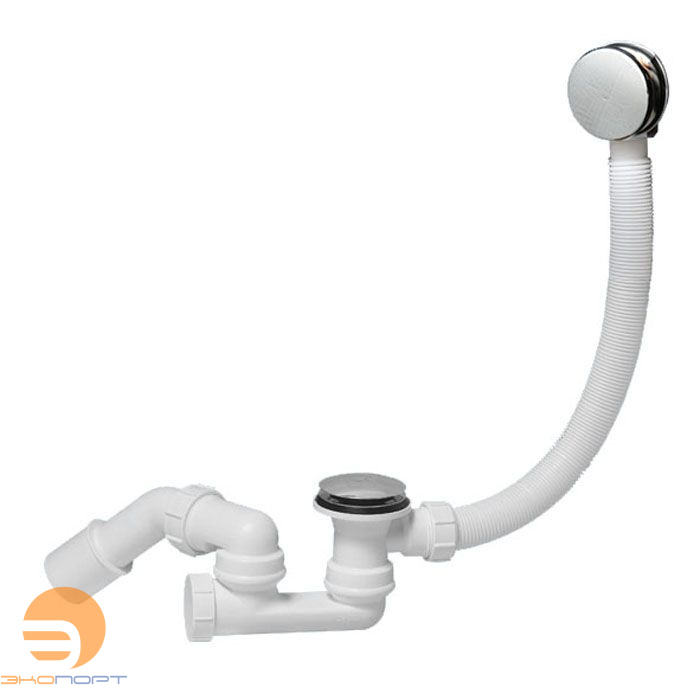 Сифон д/ванн хром (1 1/2"х40мм) с переливом L500хD34мм, н/ж реш. 70мм, пробка, вых 40/50мм McAlpine