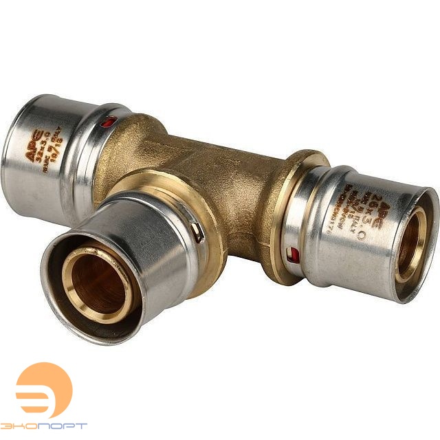 Тройник 32х26х26 латунь пресс Stout