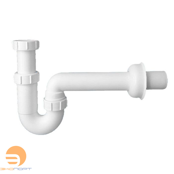 Сифон трубный P-образный (1 1/2"х40мм) без выпуска с отраж. и отводной трубой DN40, вых.40 McAlpine