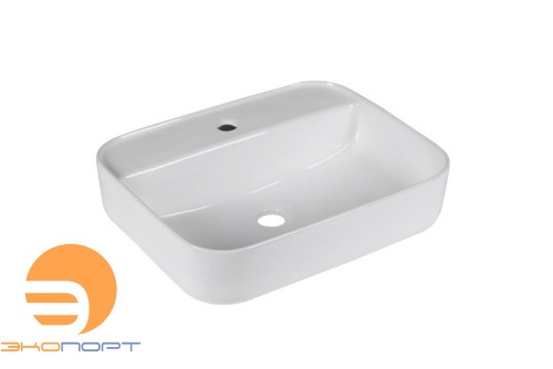 Раковина накладная прямоугольная MIEL (500*400*135), без перелива, белый глянец, MILLEAU