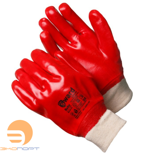 Перчатки МБС с ПВХ покрытием с манжетом-резинкой р.10 (XL) GM1001P-10 Rubrum