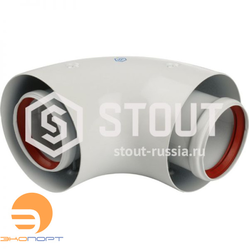 Элемент дымохода 60/100 адаптер д/котла 90° коакс. (Baxi,Viessmann) STOUT