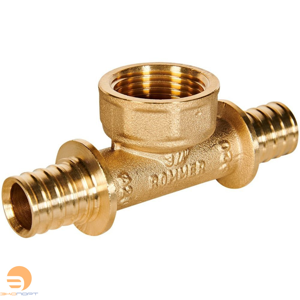 Тройник с переходом на резьбу ВР 20-3/4-20 латунь Rommer